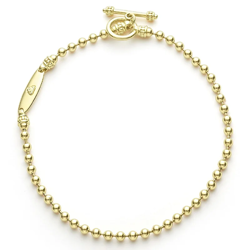 ladies elegant bangles-Signature Caviar 18K Gold Beaded Toggle Bracelet