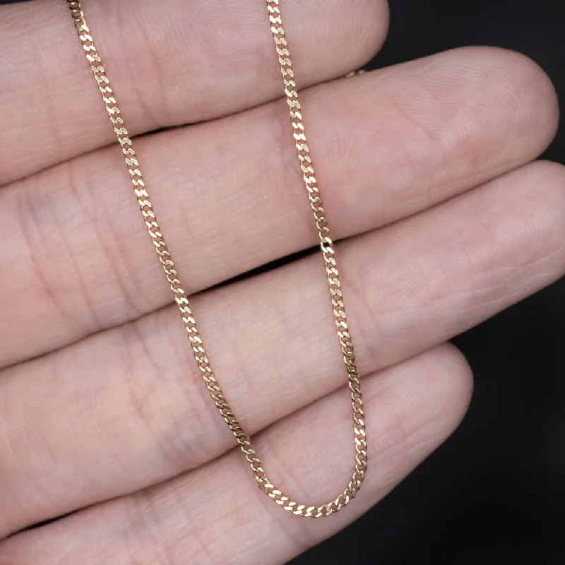 ladies short necklaces-SOLID 14K YELLOW GOLD 15.5 INCH CURB CHAIN 1.25mm CLASSIC LADIES MENS NECKLACE