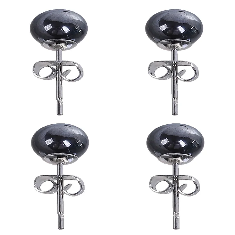 ladies unique earrings-Sexy sparkles 2 Pairs Stainless Steel Hematite Ear Post Round ball Stud Earrings Gunmetal Black for Women Men