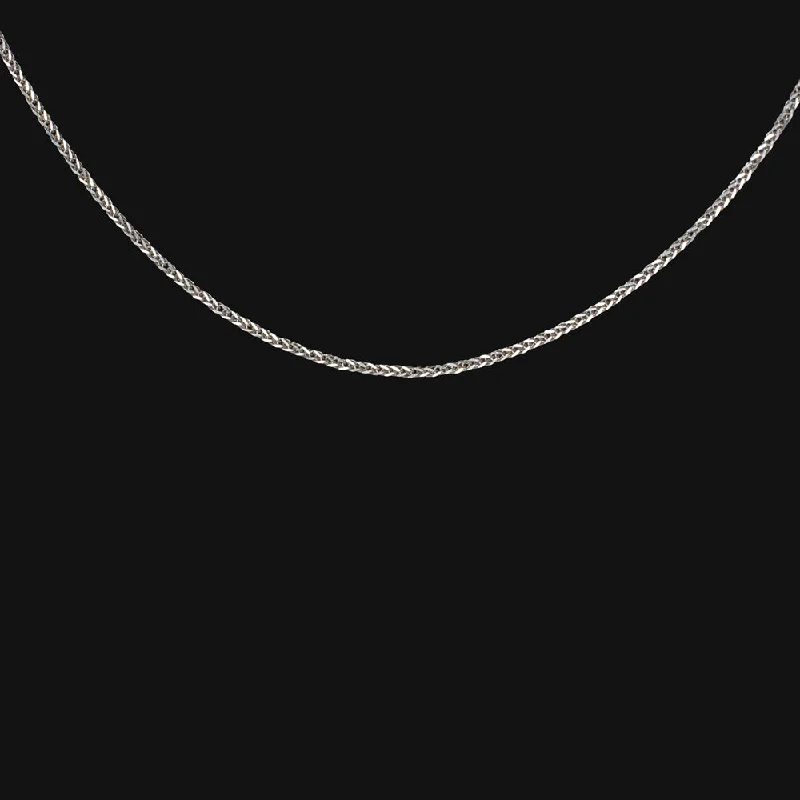 ladies vintage-inspired necklaces-14k WHITE GOLD WHEAT CHAIN 16in 0.74mm NECKLACE CLASSIC DAINTY THIN HERRINGBONE