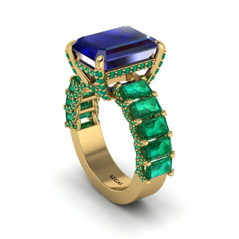 heart-shaped ladies engagement rings-Luxury Emerald Cut Sapphire Engagement Ring - Nadia No. 28