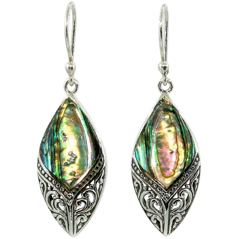 ladies fashion earrings-Arabesque Abalone Earrings