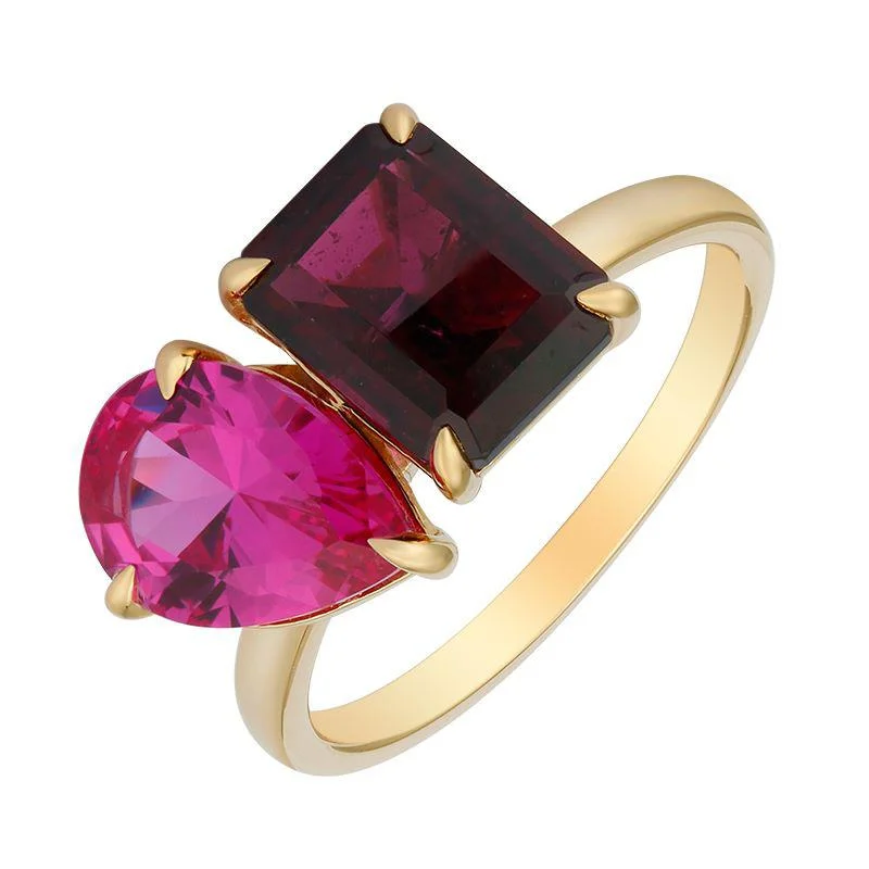 ladies promise rings-Two Stone Semi Precious Ring