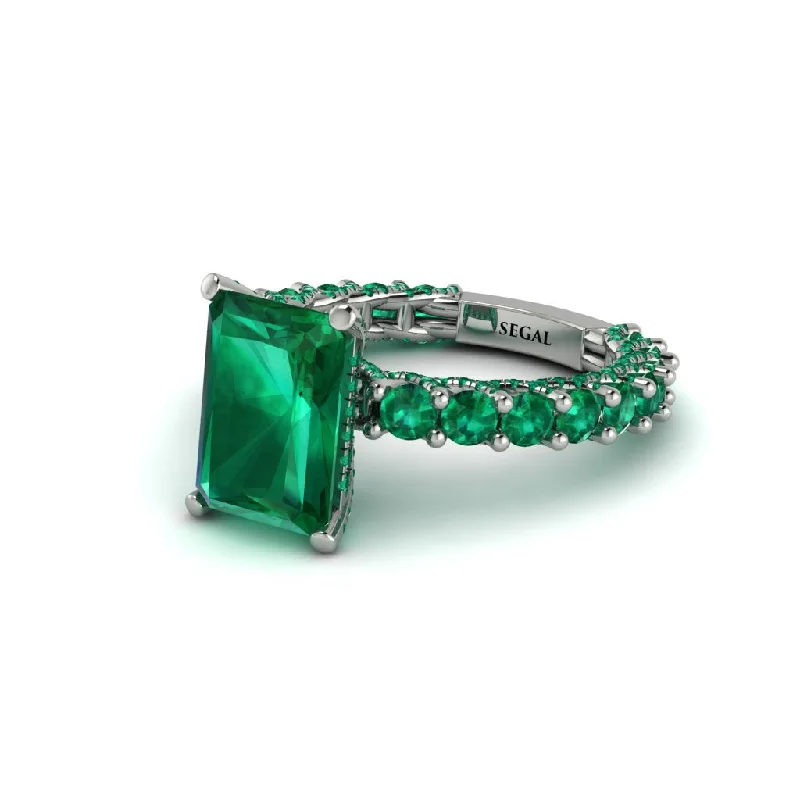 elegant vintage ladies engagement rings-4Ct Radiant Cut Emerald Engagement Ring - Serenity No. 21