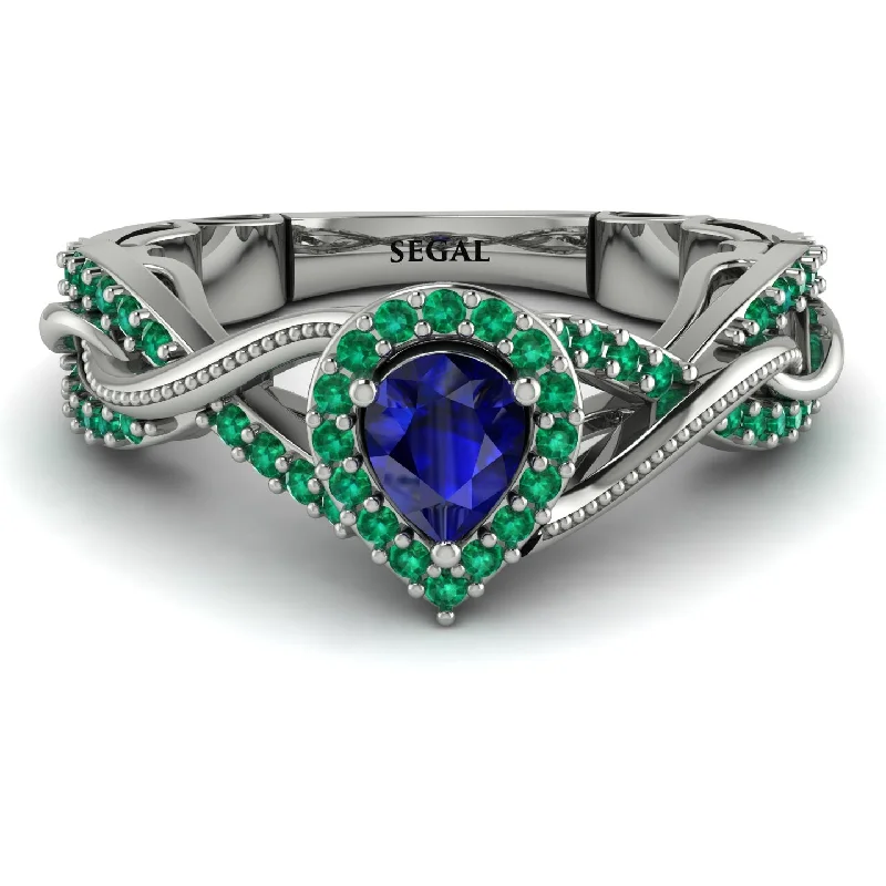 fancy colored diamond ladies engagement rings-Infinity Inspired Halo Sapphire Engagement Ring - Teresa No. 30