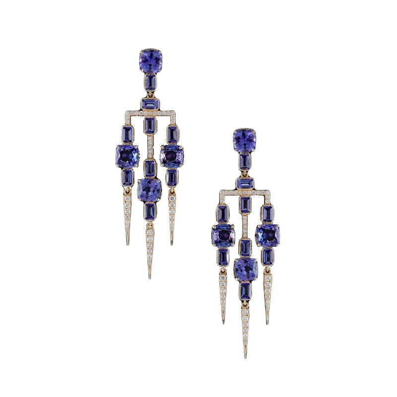 ladies antique earrings-Tanzanite Drop Earrings