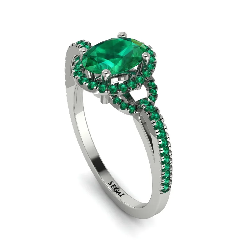 unique round diamond engagement rings for ladies-Timeless Beauty Oval Emerald Engagement Ring - Judy No. 21