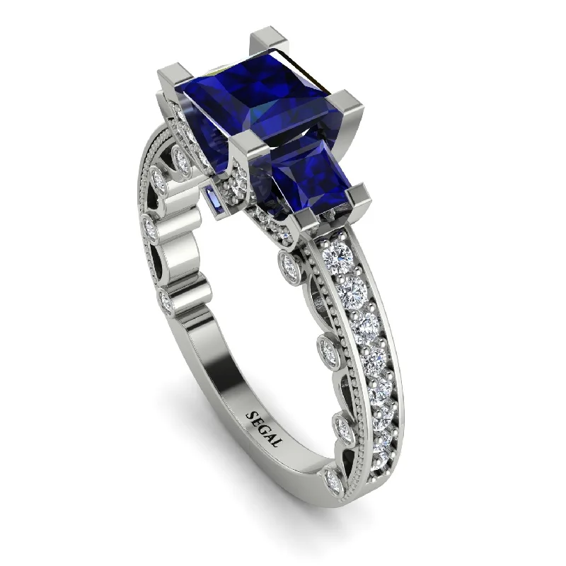 elegant vintage ladies engagement rings-Modern Geometric Sapphire Gold Engagement Ring - Beverly No. 15