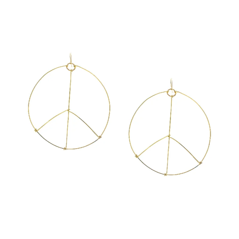 ladies antique earrings-Large Peace Sign Earrings