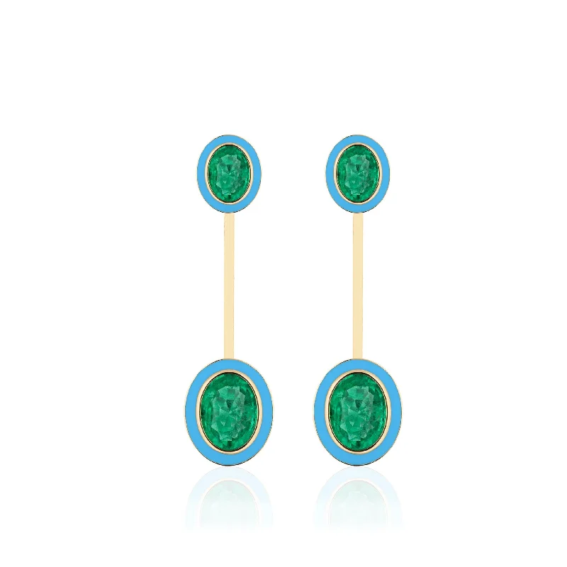 ladies trendy silver earrings-Emerald Oval-Cut Earrings