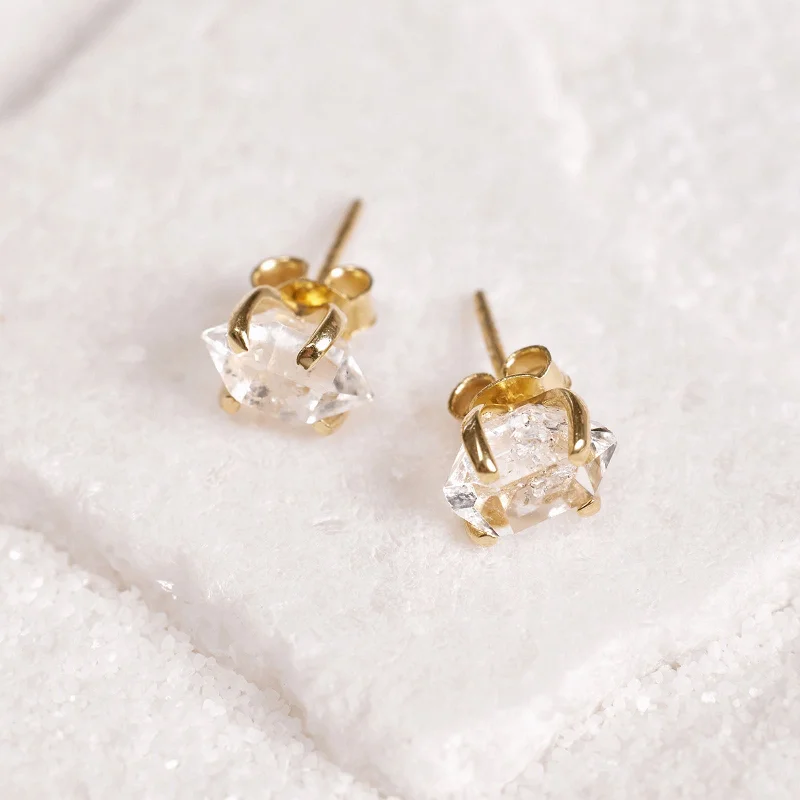 ladies flower earrings-Herkimer Stud Earrings