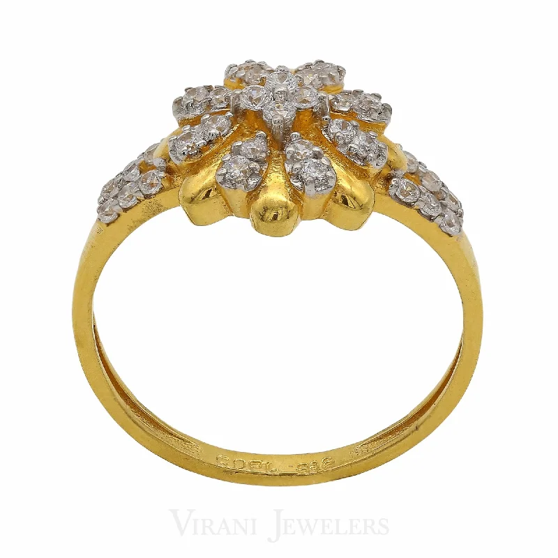 ladies unique rings-22K Gold CZ Ring