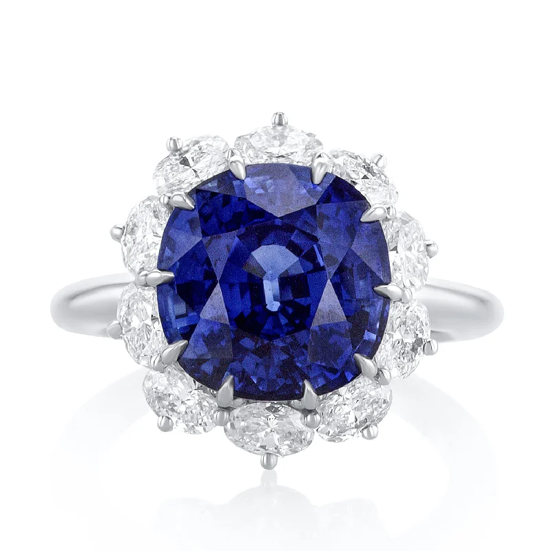 ladies cubic zirconia rings-8.62 Carat Sapphire & 1.33 Carat Natural Diamond set in Platinum