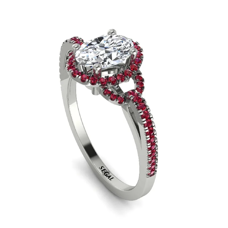 ladies engagement rings with pave diamonds-Timeless Beauty Oval Diamond Engagement Ring - Judy No. 48