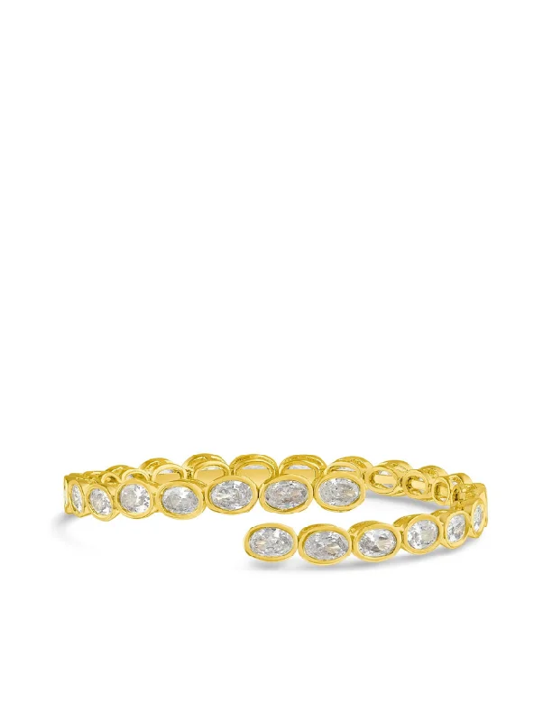 ladies trendy bracelets-Oval CZ Wrap Bracelet