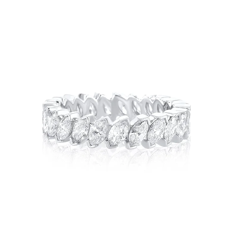 ladies handcrafted silver rings-2.57 Cttw Marquise Cut Diamond 14K White Gold Eternity Band