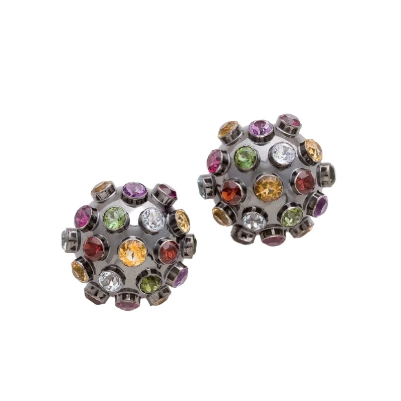 ladies seasonal earrings-Sphere Earrings with Precious Stones