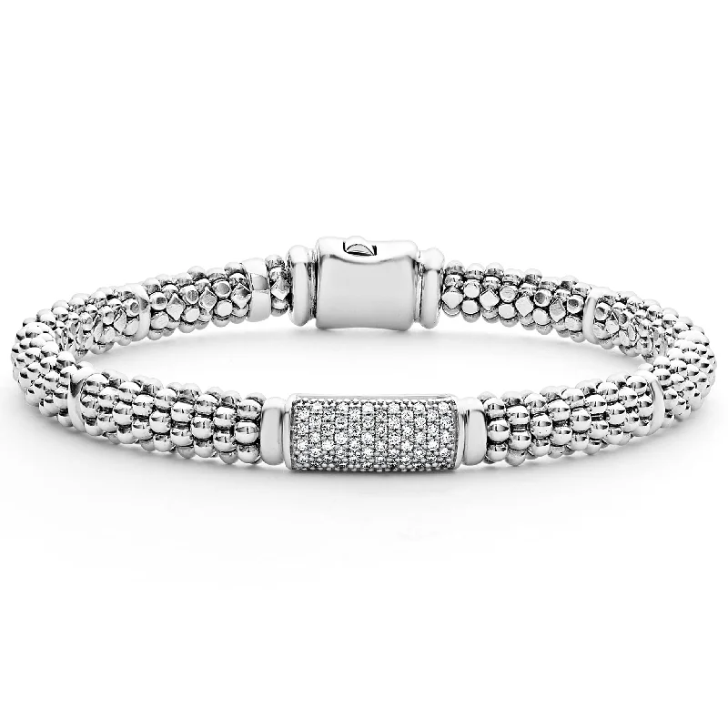 ladies gold bracelets-Signature Caviar Caviar Diamond Bracelet | 6mm