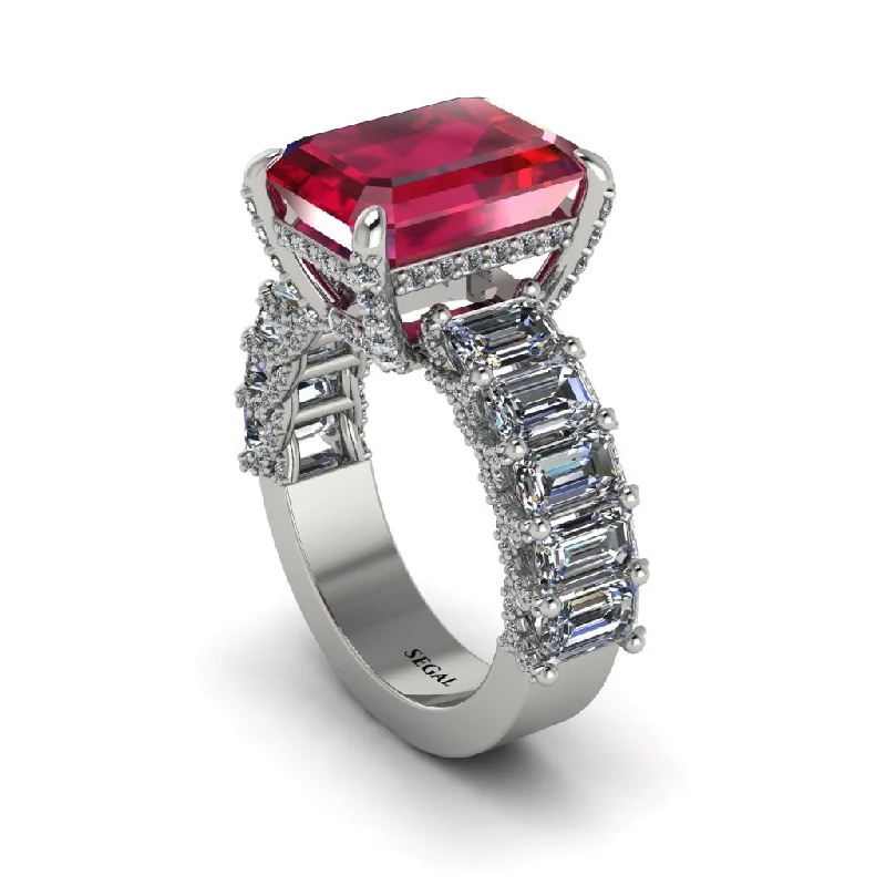 antique ladies engagement rings-Luxury Emerald Cut Ruby Engagement Ring - Nadia No. 12