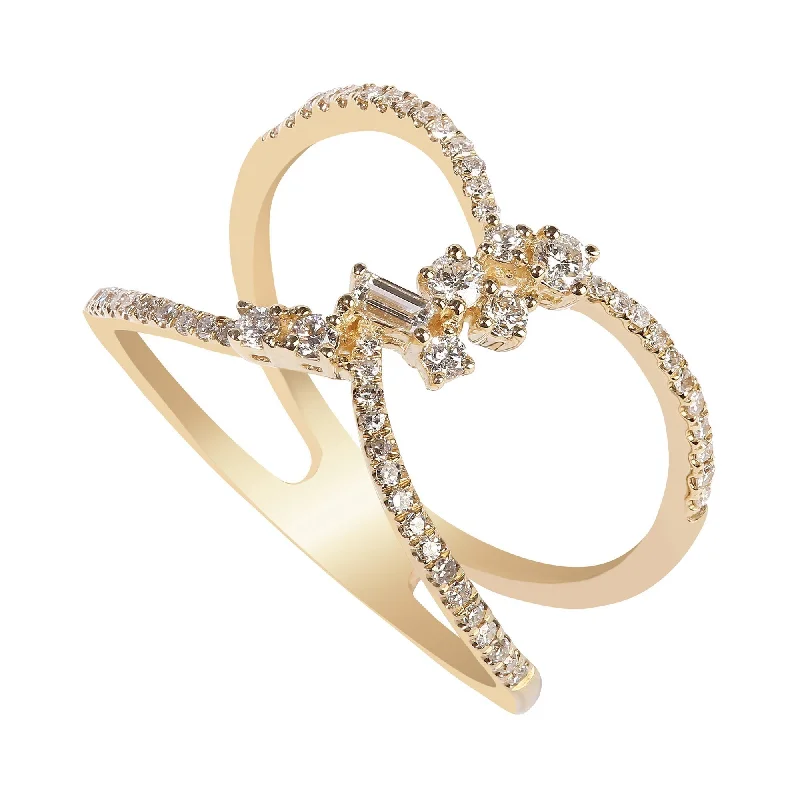 ladies designer rings-0.33CT Diamond Wish Heart Ring Set In 14K Yellow Gold