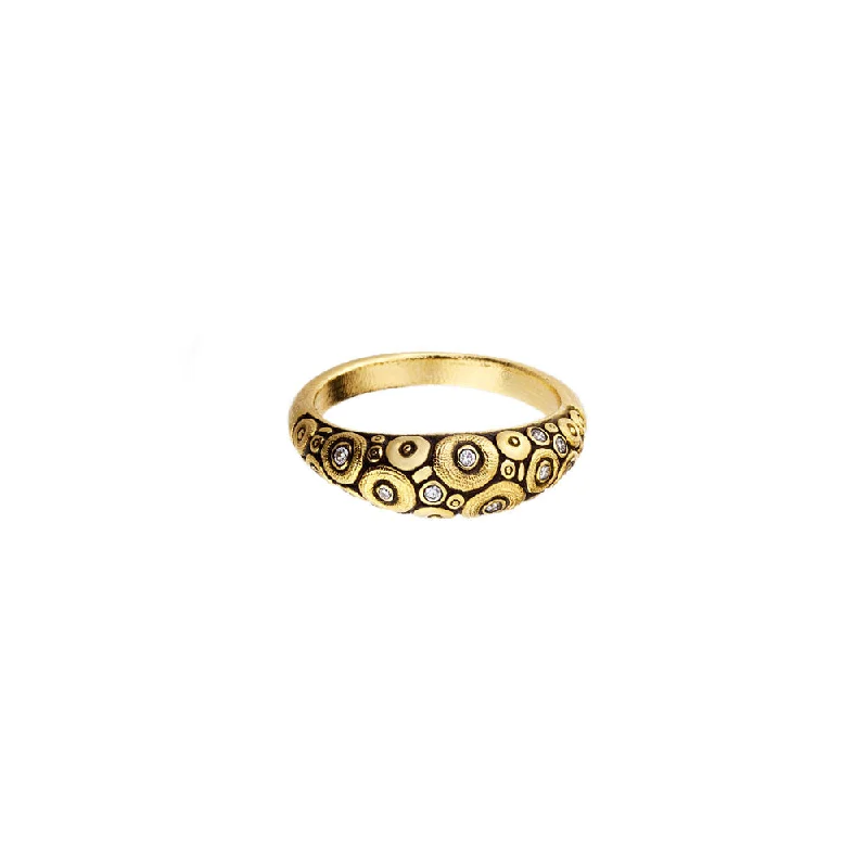 ladies minimalist rings-18 Karat Yellow Gold Orchard Dome Diamond ring