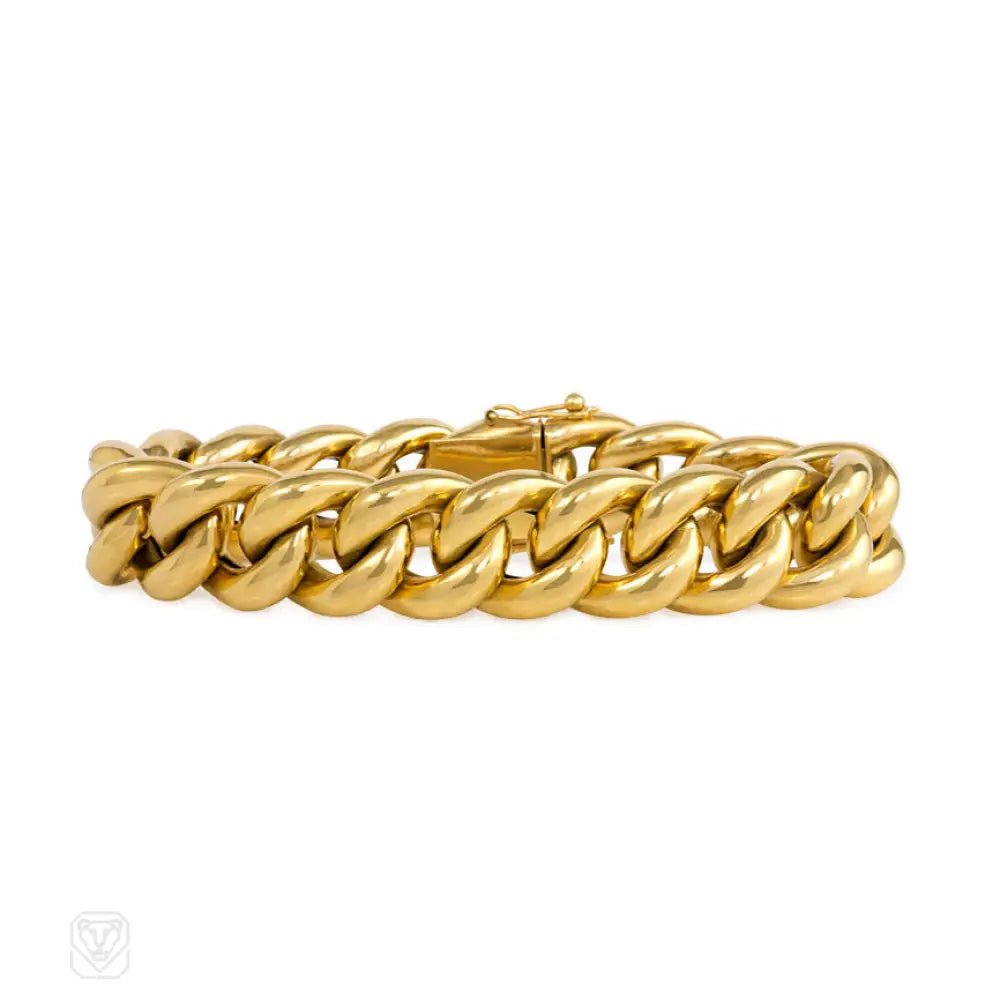 ladies gold bangles-Retro curblink bracelet, Paimbault, France