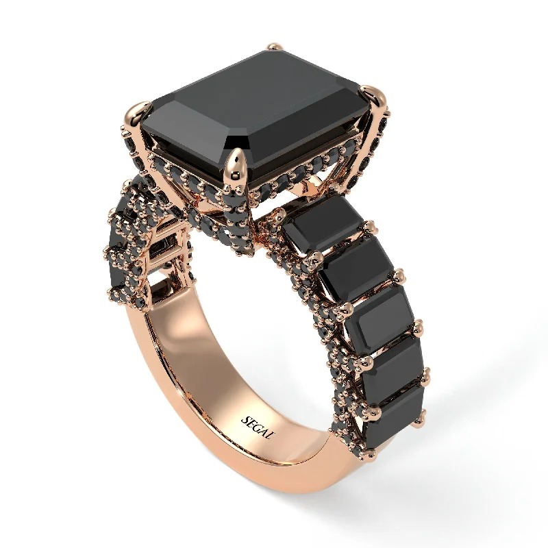 rose gold ladies engagement rings-Luxury Emerald Cut Black Diamond Engagement Ring - Nadia No. 38