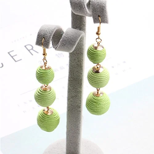 ladies heart-shaped earrings-SEXY SPARKLES Sexy Sparkles Bon Bon Thread Ball Dangle Earrings Lantern Ball Fashion Earrings