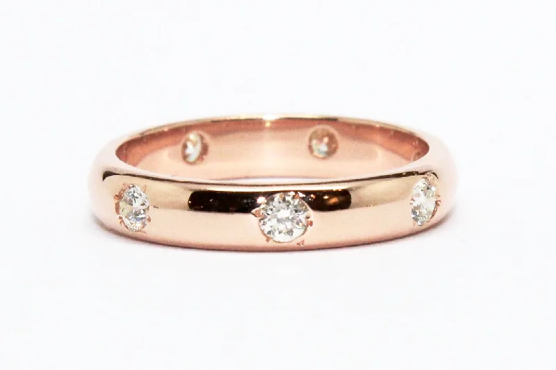 ladies silver rings-STARLIGHT DIAMOND ROSE GOLD BAND AD NO.1606