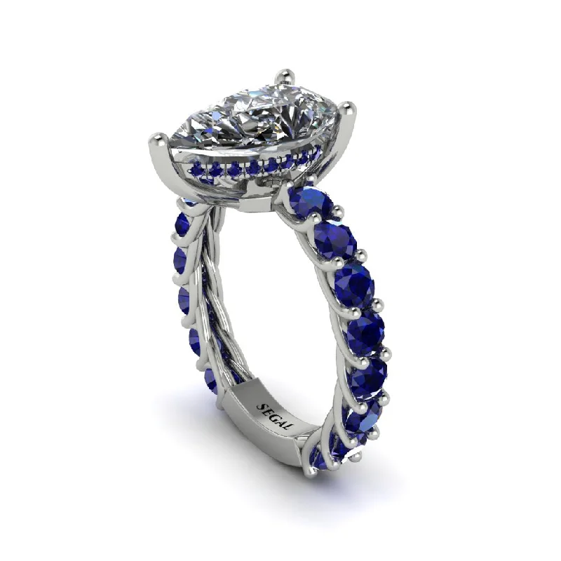 sapphire engagement rings for ladies-14K Gold Pear-Shaped Diamond Engagement Ring - Raquel No. 63