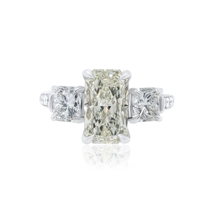 ladies diamond rings-Radiant Cut Diamond Three Stone Ring