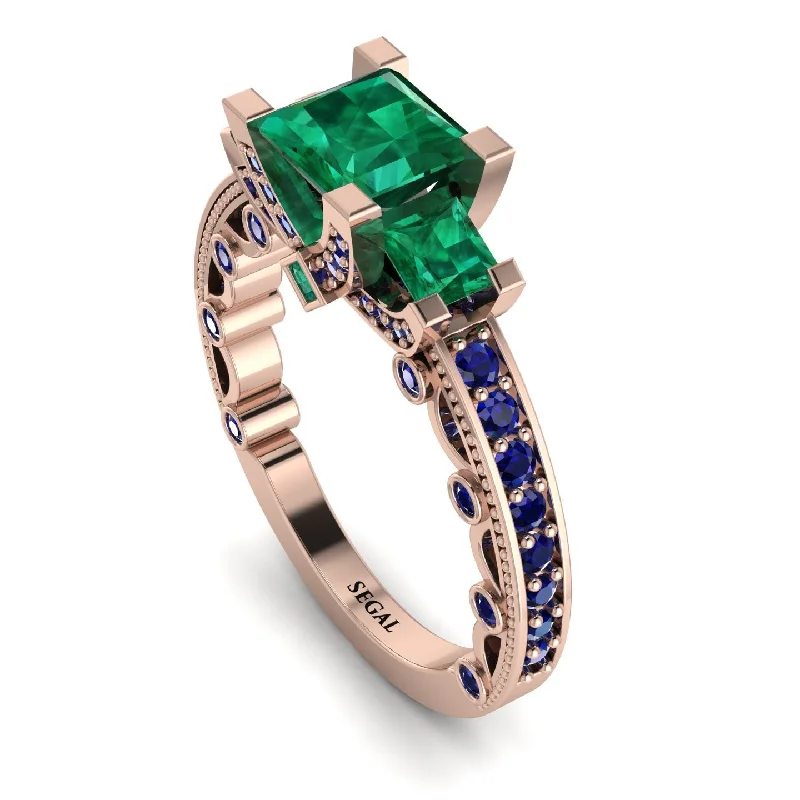 gold ladies engagement rings-Modern Geometric Emerald Gold Engagement Ring - Beverly No. 65