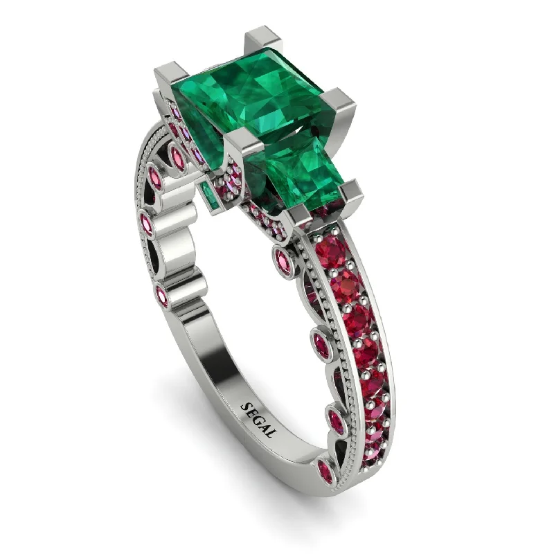 one-of-a-kind ladies engagement rings-Modern Geometric Emerald Gold Engagement Ring - Beverly No. 51