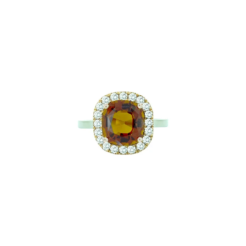 ladies stackable gold rings-18 Karat White Gold and Rose Gold Ring with Cushion Cut Tourmaline and Diamond halo