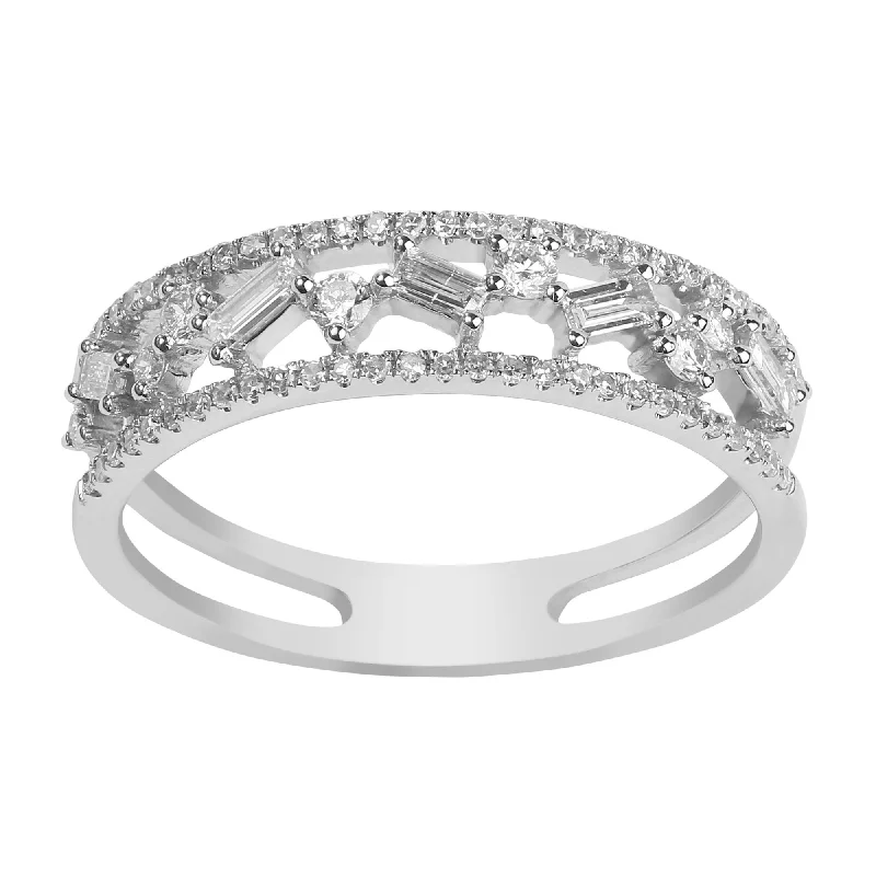 ladies adjustable rings-14K White Gold Diamond Ring