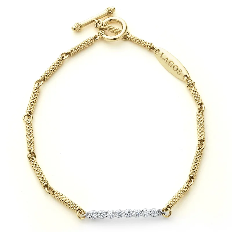 ladies charm bracelets-Signature Caviar 18K Gold Superfine Diamond Bracelet