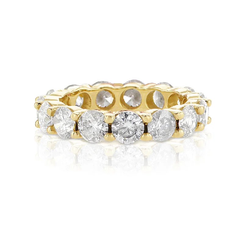 ladies birthday rings-4.05 Cttw Round Diamond Eternity 14K Yellow Gold Estate Band