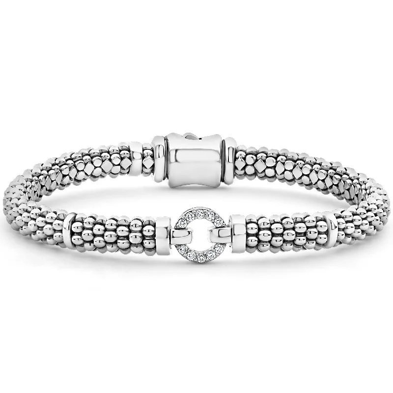 ladies bracelet for wedding-Enso Diamond Circle Caviar Bracelet | 6mm