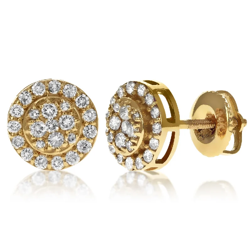 ladies choker earrings-Round Cluster Diamond Earrings | 14K Gold