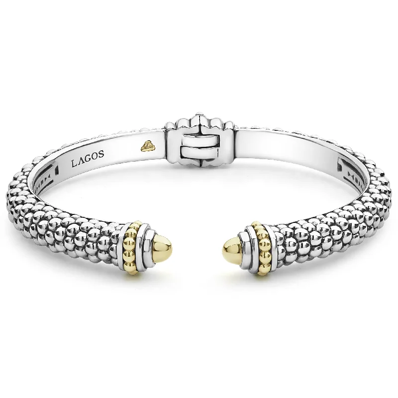 ladies friendship bangle sets-Signature Caviar Two-Tone Cuff Bracelet