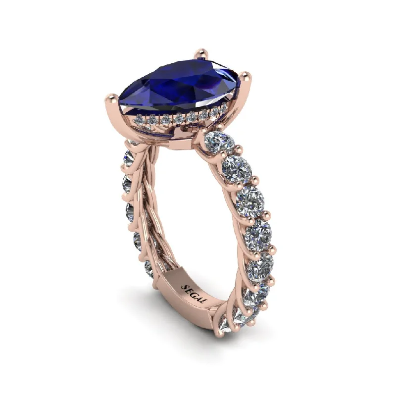 antique ladies engagement rings-14K Gold Pear-Shaped Sapphire Engagement Ring - Raquel No. 14