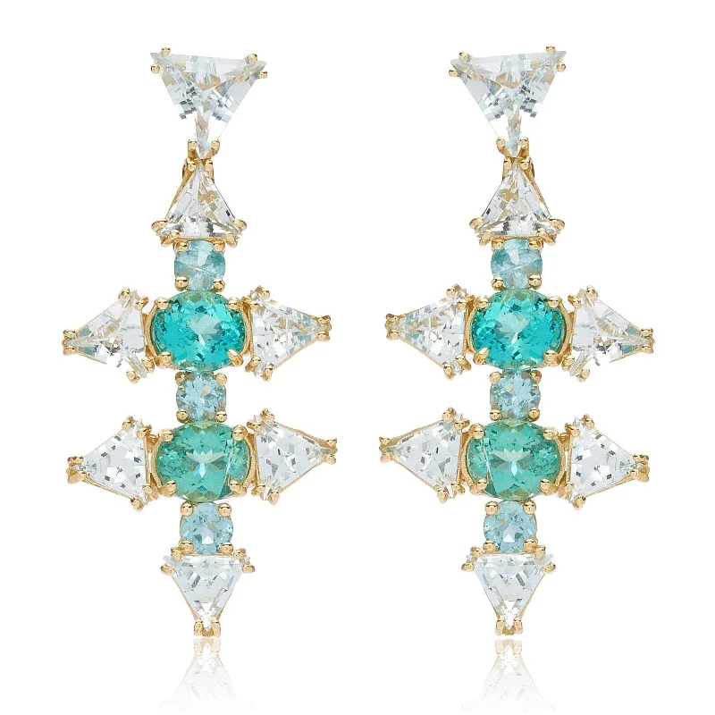 ladies stylish earrings-Aquamarine Apatite Nebula Earrings