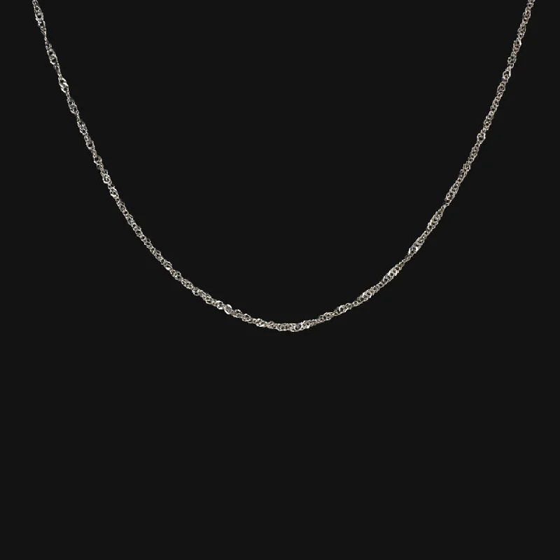 ladies minimalist gold necklaces-14k WHITE GOLD DIAMOND CUT CHAIN 17in 0.76mm NECKLACE CLASSIC DAINTY THIN ROPE