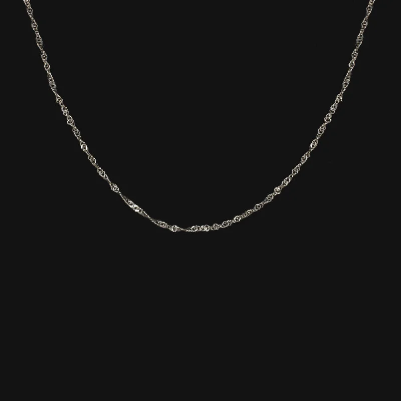 ladies everyday necklaces-14k WHITE GOLD PENDANT CHAIN 18in 0.78mm NECKLACE CLASSIC DAINTY THIN CURB ROPE