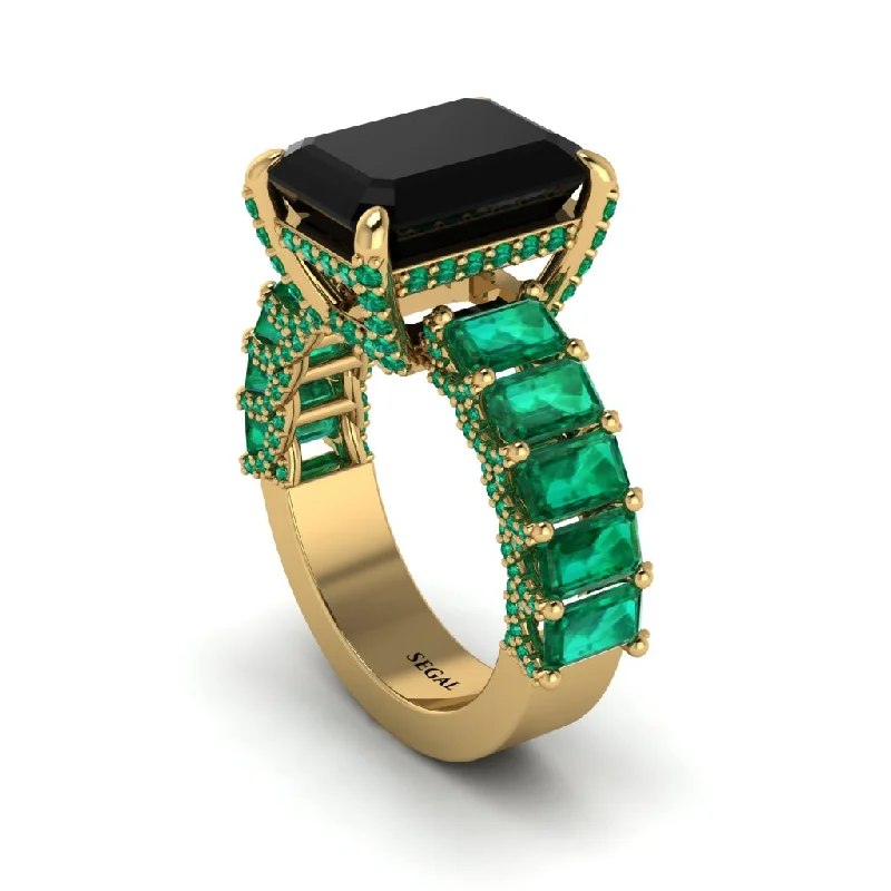 vintage-style ladies engagement rings-Luxury Emerald Cut Black Diamond Engagement Ring - Nadia No. 22