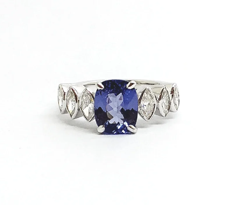 ladies heart rings-Tanzanite and Marquise  Diamond Ring AD NO. 2111