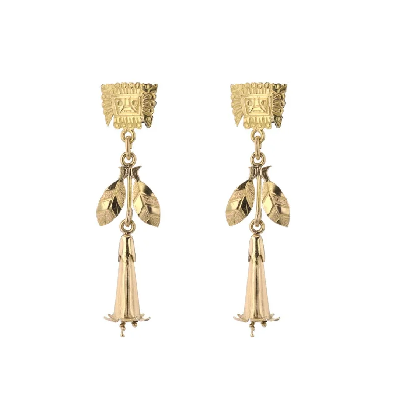 ladies luxurious earrings-Aztec Drop Post Earrings