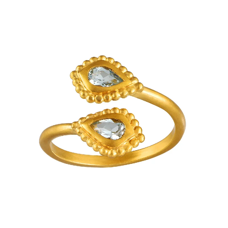 ladies trendy rings-Commune with Love Blue Topaz Adjustable Ring