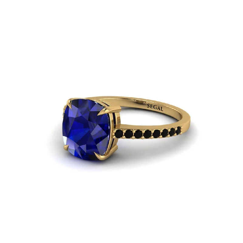 personalized ladies engagement rings-Gold Handmade Cushion Cut Sapphire Engagement Ring - Whitney No. 43