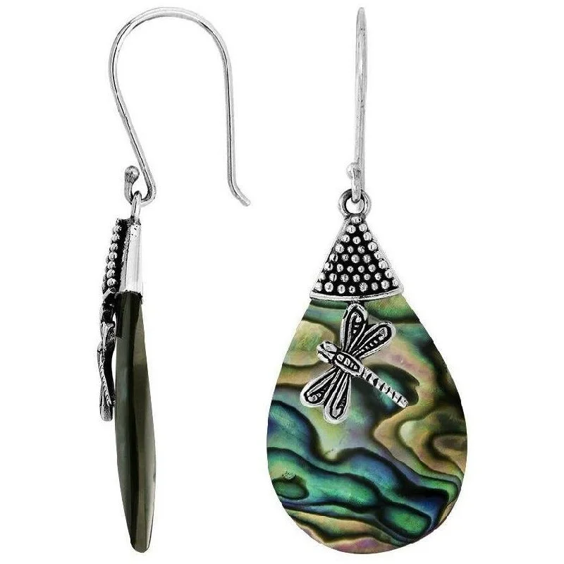 ladies gemstone earrings-Dragon Fly Abalone Earrings